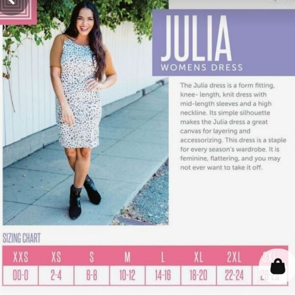 LuLaRoe Julia Dress Knit XXS (00-0) Red & Blue Midi Fitted Business Casual NWT - Picture 5 of 11